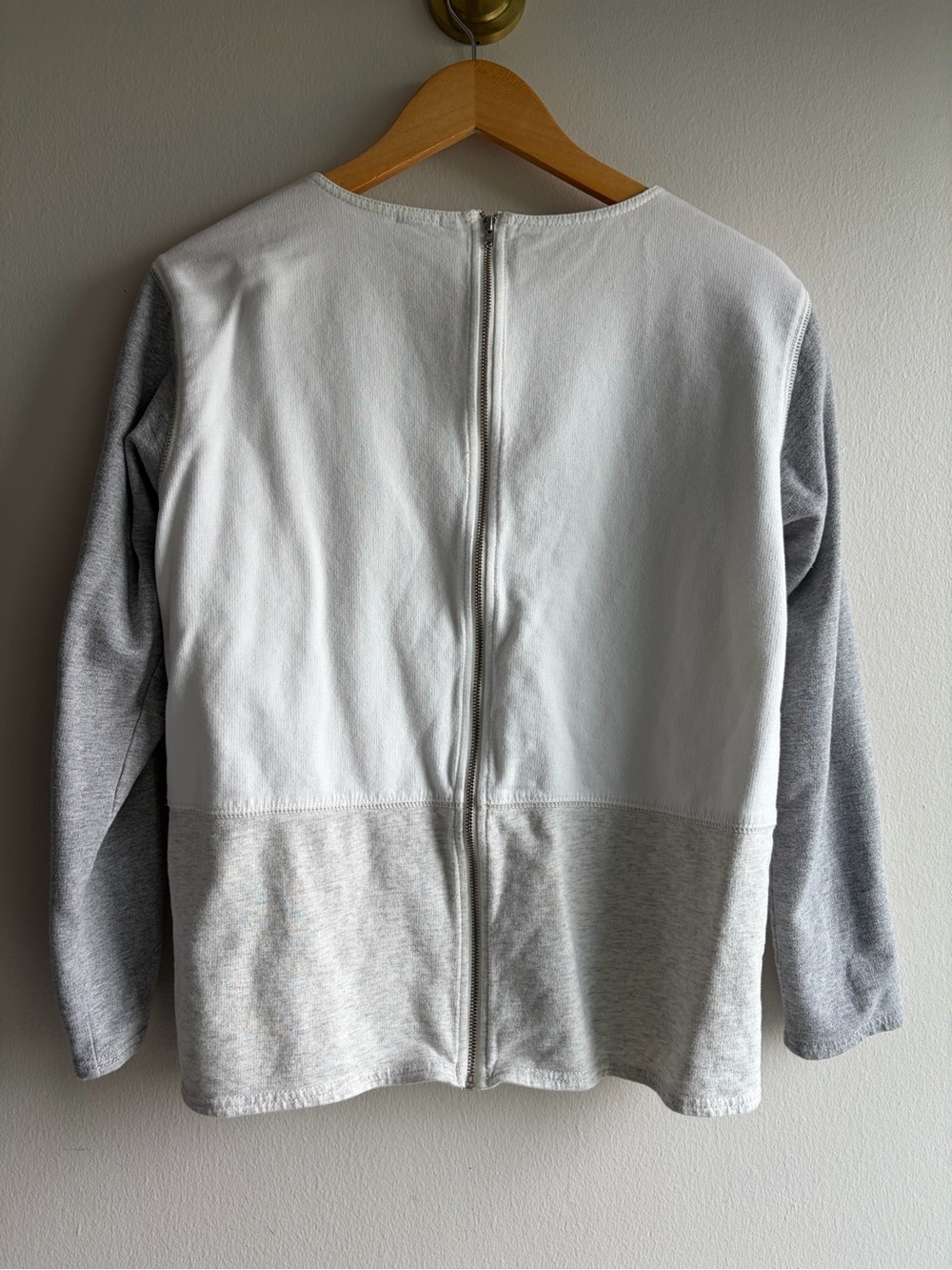 J. Crew Two-Tone Gray and White Crewneck Sweater - Picture 2 of 6